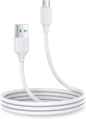 كابل للشحن السريع ونقل بيانات 2.4 امبير من جوي رووم، USB نوع A إلى مايكرو بطول 1 متر، لون أبيض، موديل S-UM018A9، حافظة بسيطة، زجاج مقسى، لايفون 7 بلس، لهاتف ذكي