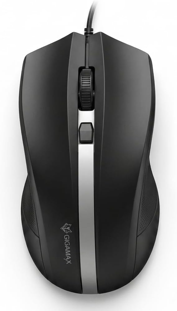 جيجاماكس ماوس سلكي USB GM-2000 - 3 مستويات DPI قابلة للتعديل (800/1000/1200) - مستشعر بصري - ماوس كمبيوتر بصري مريح بـ 4 ازرار مع عجلة تمرير - تصميم مخطط فضي - للكمبيوتر واللاب توب