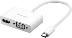 محول USB-C الى HDMI + VGA من يوجرين (ابيض)، عدد المنافذ: 2