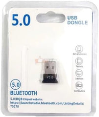 محول دونجل بمنفذ USB وخاصية البلوتوث - مستقبل لاسلكي للكمبيوتر واللابتوب يدعم بلوتوث 5.0 بتقنية التوصيل والتشغيل لنظام التشغيل ويندوز والكيبورد والماوس وسماعة الرأس بلون أسود