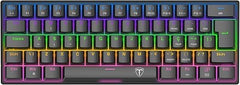 كيبورد ألعاب ميكانيكي T.Dagger Are.na T-TGK321 مقاس 60%، مفاتيح حمراء Red Switch، إضاءة Rainbow، تصميم مدمج، Anti-Ghosting، كابل USB، لون أسود