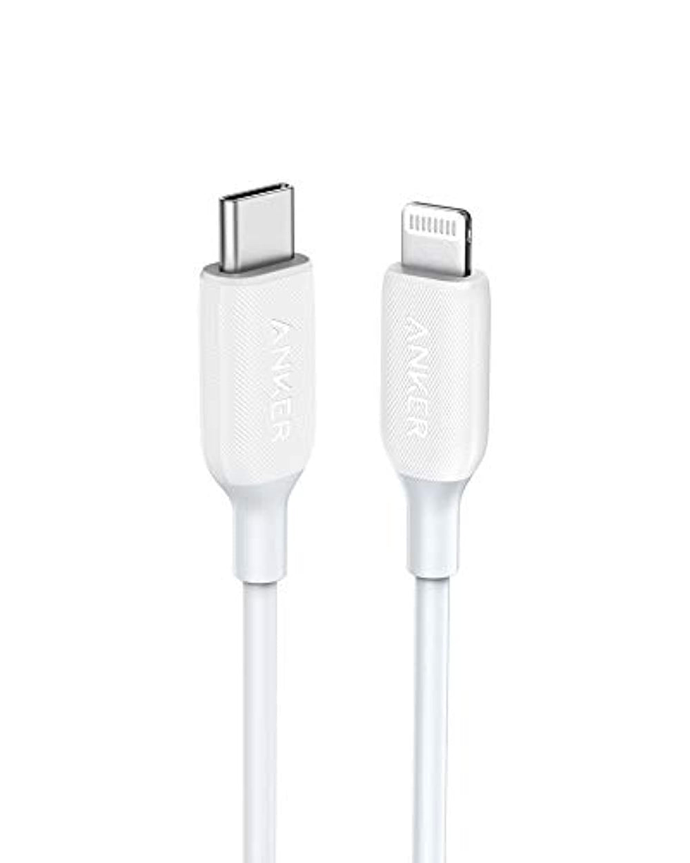 كابل شحن سريع باور لاين III من USB-C الى لايتنينج بطول 3 قدم من انكر معتمد من ابل، متوافق مع موبايل ايفون 11 برو/11 برو ماكس/X/XS ماكس/XR/8 وسماعات ايربودز، يدعم تقنية توصيل الطاقة، لون ابيض