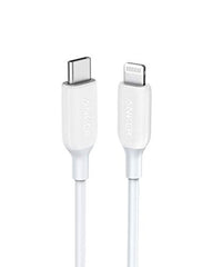 كابل شحن سريع باور لاين III من USB-C الى لايتنينج بطول 3 قدم من انكر معتمد من ابل، متوافق مع موبايل ايفون 11 برو/11 برو ماكس/X/XS ماكس/XR/8 وسماعات ايربودز، يدعم تقنية توصيل الطاقة، لون ابيض