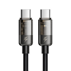 ميكدودو كابل شحن بيانات سريع Ca-2840 نوع سي الى نوع سي بقدرة 100 واط واضاءة LED بطول 1.2 متر، لون اسود