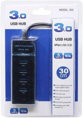 موزع بـ 4 منافذ USB 3.0 فائق السرعة - أسود