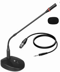 ميكروفون من MX موديل ED-810 باللون الأسود مع اتصال مساعد، رقبة مرنة وجرس تنبيه، متوافق مع أنظمة المؤتمرات وخلاطات الصوت وأنظمة PA