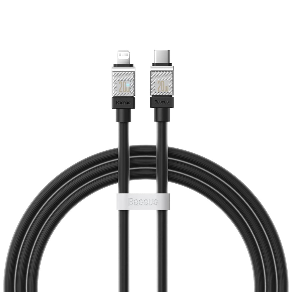 كابل شحن سريع 20 وات USB نوع C إلى لايتنينج بطول 2 م لجهاز آبل آيفون 14 برو ماكس و13 و12 و11 وX وXS ماكس، كابل نقل بيانات 480Mbps وسلك شاحن نوع C بوصلة من خليط معدني من الزنك من باسيوس، أسود