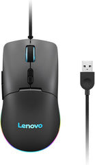ماوس ألعاب ليجيون بسلك ومنفذ USB مع إضاءة خلفية ار جي بي و6 أزرار للاستخدام بكلتا اليدين ومفتاح 4 مستويات ودقة 2400 نقطة لكل بوصة M210 من لينوفو، متعدد الألوان موديل GY51M74265