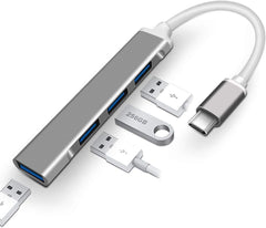 موزع USB C من زومايدي، موزع USB إلى HDMI متعدد المنافذ AUSB C دونجل 4 في 1 مع 1 منافذ USB 3.0 و3 منافذ USB 2.0، متوافق مع ماك بوك برو اير اتش بي اكس بي اس والمزيد من الأجهزة من النوع سي، رمادي