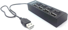 موزع بيانات محمول نحيف للغاية بـ 4 منافذ USB (أسود)
