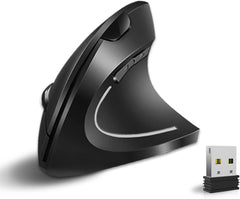 ماوس لاسلكي مريح قابل لإعادة الشحن، 2.4 جيجاهرتز من فاسينك مع مستقبل USB، 6 أزرار، 800/1200/1600 نقطة لكل بوصة، للاب توب والكمبيوتر (أسود)