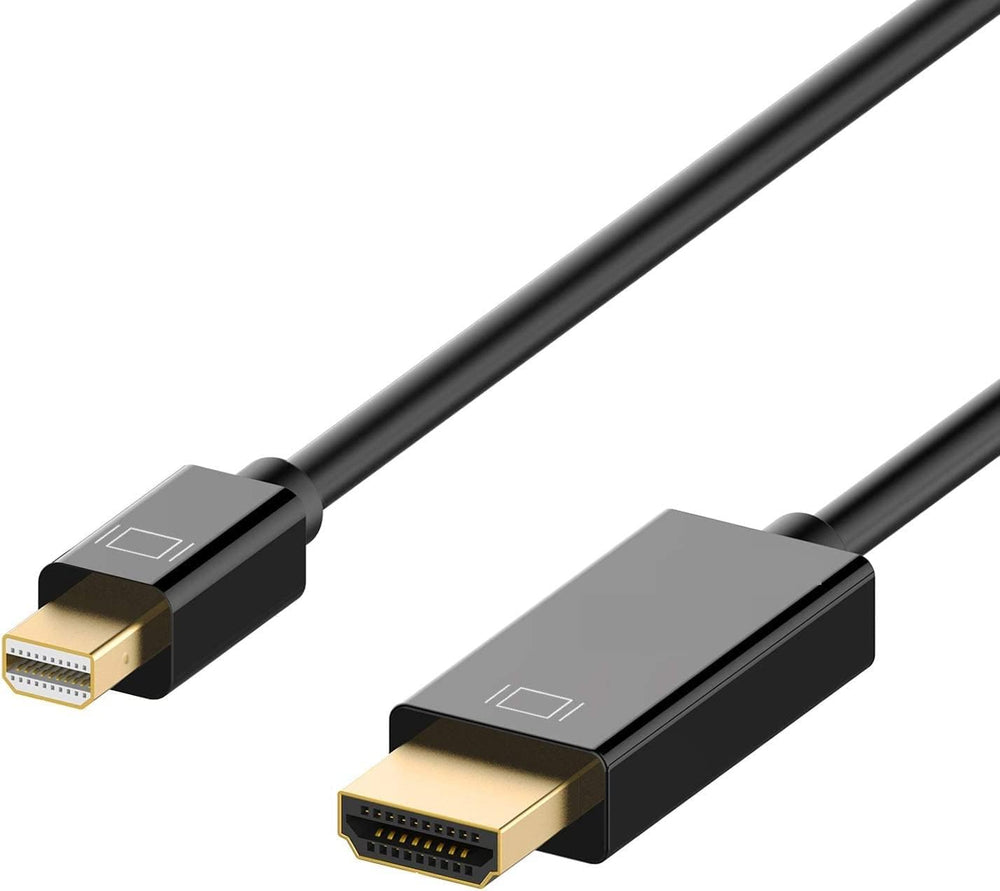 كابل منفذ عرض صغير (ميني دي بي) إلى HDMI بطول 1.5 م من بيج بلاير - مطلي باللون الذهبي، متوافق مع اي ماك، ماك بوك برو، ماك بوك اير، الكمبيوتر، HDTV - لون أبيض