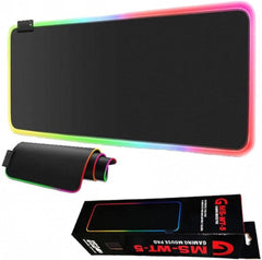 قاعدة ماوس للالعاب مع 5 اضواء RGB من جي ام اس اطراف ممتدة بخياطة 80×30 سم 12 وضع للاضاءة كابل مضفر مقاومة للماء المطاط لمنع الانزلاق بينك زهري