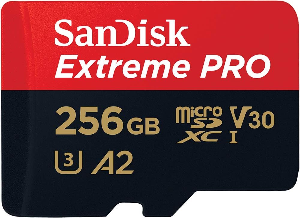 بطاقة ذاكرة MicroSD اكستريم برو من سانديسك 256 جيجابايت لتسجيل الفيديو بدقة 4K على الموبايل وكاميرا الفيديو وطائرات الدرون بسرعة قراءة 200 وكتابة 140 ميجابت في الثانية، ضمان مدى الحياة