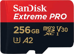 بطاقة ذاكرة MicroSD اكستريم برو من سانديسك 256 جيجابايت لتسجيل الفيديو بدقة 4K على الموبايل وكاميرا الفيديو وطائرات الدرون بسرعة قراءة 200 وكتابة 140 ميجابت في الثانية، ضمان مدى الحياة