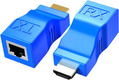 منفذ HDMI، كابل شبكة من الى RJ45 محول مكرر للاشارة عبر كات 5e 6 1080 بيكسل حتى 30 متر وصلة لتليفزيون عالي الدقة HDTV وبلاي ستيشن 4 واس تي بي و4K و2K قطعتين ، باور برايم، سنلموزد أزرق