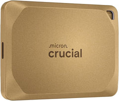 كروشال هارد SSD محمول X10 برو 2TB حتى 2100 ميجابايت/ثانية، كتابة 2000 ميجابايت/ثانية، USB 3.2 USB-C، وسيط تخزين خارجي متين للمبدعين المحترفين، ذهبي - CT2000X10PROSSD9D02