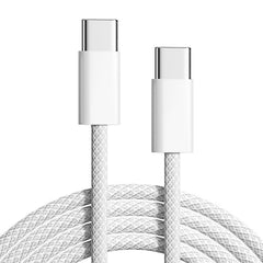 ون تو فور كيبل USB C الى USB C مضفر 60 واط، سلك شحن اسرع لتوصيل الطاقة، متوافق مع ايفون 15/15 برو/15 بلس/15 برو ماكس، ايباد ميني/برو، ماك بوك برو/اير، ابيض