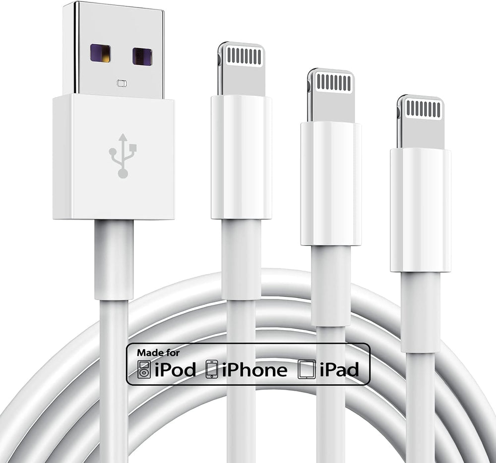 3 قطع من كيبل شاحن ايفون الى USB للشحن السريع بطول 1 متر متوافق مع 13/12/11/11 برو/11ماكس/X/XS/XR/XS ماكس/8/7/6