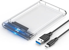 جراب هارد HDD خارجي بحجم 2.5 بوصة بمنفذ USB C 3.1 إلى ساتا III 6 جيجابت في الثانية UASP بتصميم شفاف 7/9.5 ملم، جراب هارد HDD/ SSD متوافق مع جهاز الكمبيوتر الشخصي وبلاي ستيشن 4 وXbox من ايجيت