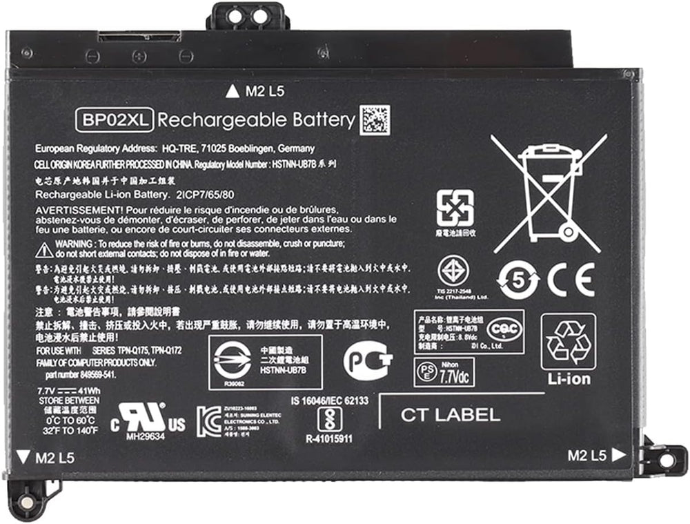7.7 فولت 41Wh 5150mAh BP02XL HSTNN-LB7H HSTNN-UB7B BP02041XL 849569-421 849909-850 بطارية بديلة لجهاز اتش بي بافيليون الكمبيوتر 15 15-AU 15-AW 15T-AW 15-AU018WM 15-AU018WM 15-AU010 دبليو