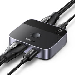 محول HDMI 4K×2 USB-C+ 2×1 HDMI شاشة توصيل وتشغيل ومزامنة صوت عالي الدقة HD وحماية من التفريغ الكهروستاتيكي للاب توب وبوكس/ستيك التلفزيون والكمبيوتر وبلاي ستيشن 5/4/3 واكس بوكس 360/ون من يوجرين