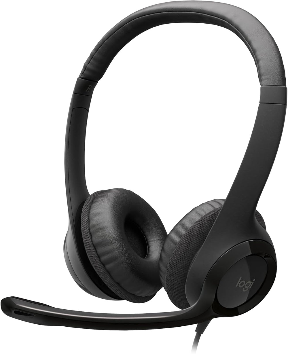 سماعات رأس USB للكمبيوتر من لوجيتك H390 - اسود، سلكي