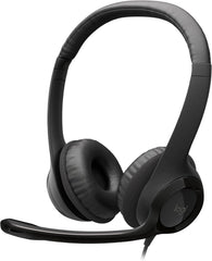سماعات رأس USB للكمبيوتر من لوجيتك H390 - اسود، سلكي