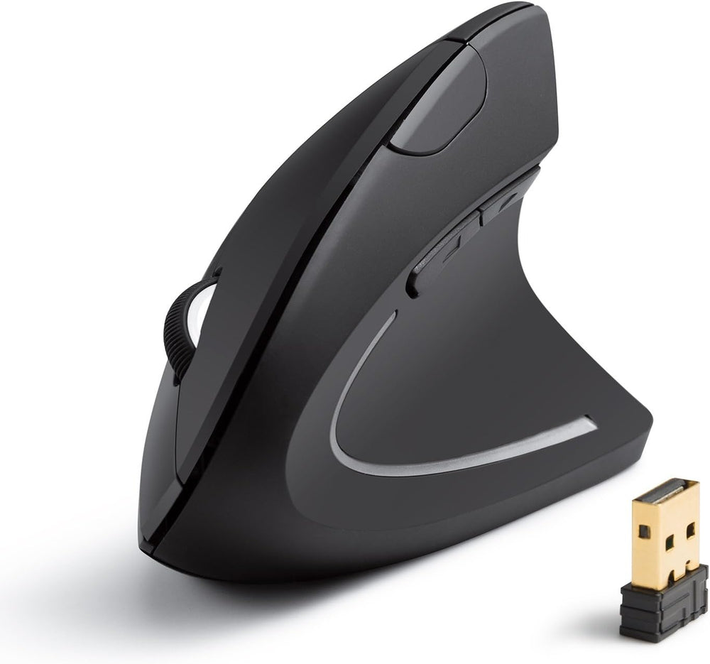 ماوس ضوئي لاسلكي عمودي مريح 2.4 جيجابايت لأنظمة ويندوز وماك او اس، يعمل بمنفذ USB، مع 800/1200/1600 نقطة لكل بوصة، 5 أزرار من انكر® | ماوس ضوئي USB لنظام التشغيل ويندوز وماك مع 800/1200/1600 نقطة لكل انش