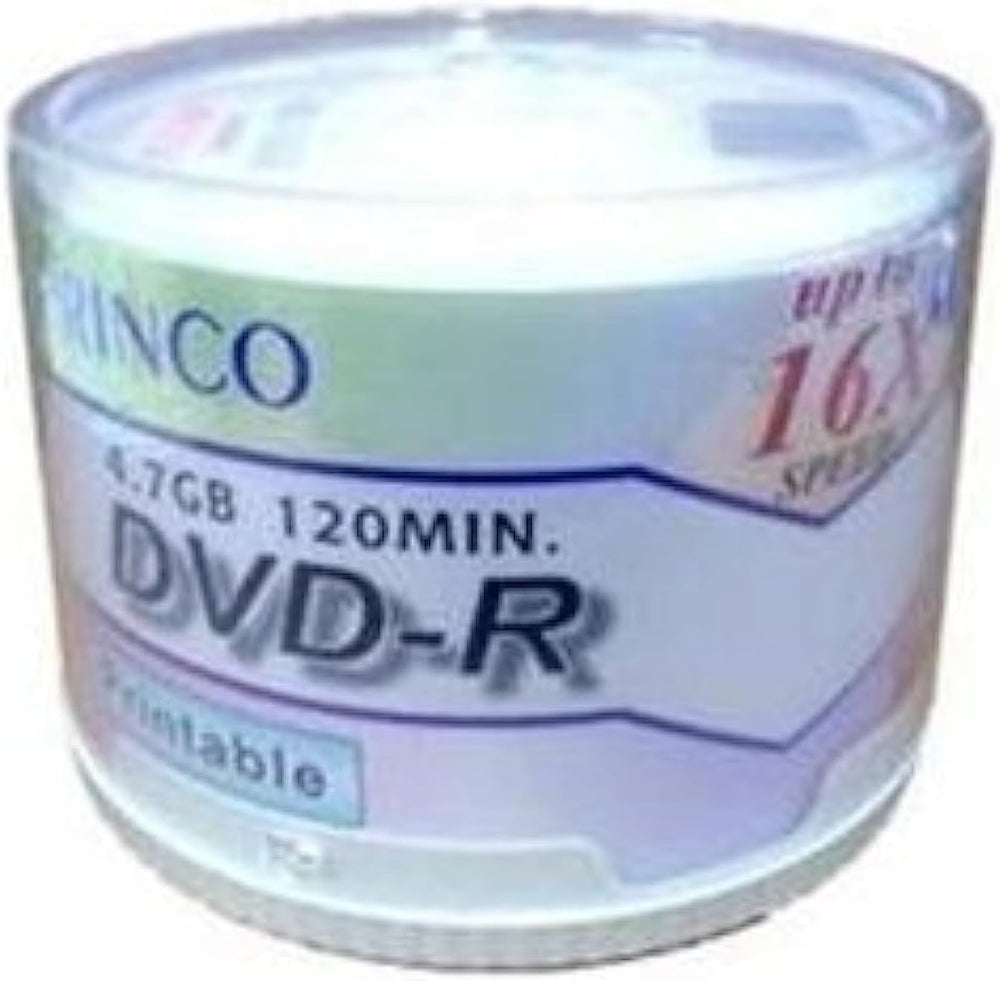 DVD-R 16X 4.7 جيجابايت من برينكو، 50 قرص، انك جيت ابيض