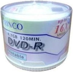 DVD-R 16X 4.7 جيجابايت من برينكو، 50 قرص، انك جيت ابيض