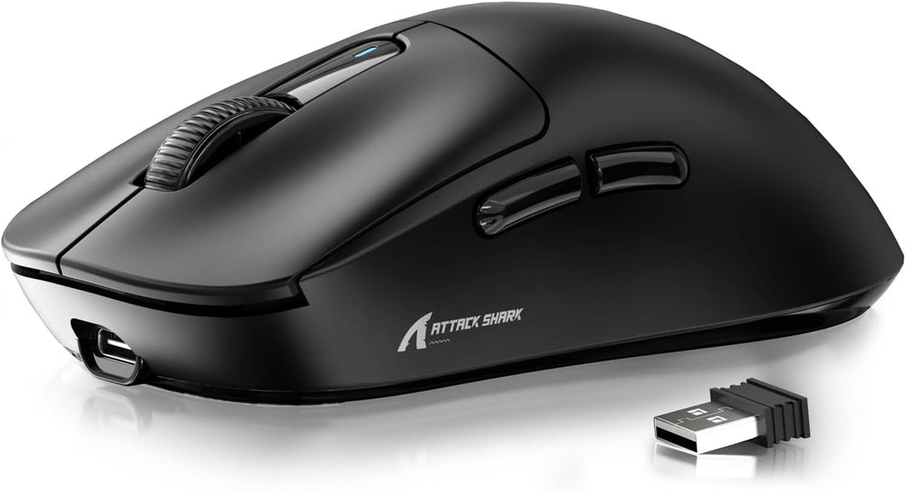 ماوس ألعاب سوبر لايت X3 49 جرام بمستشعر ألعاب بيكسارت PAW3395 وبلوتوث 2.4G ولاسلكي وسلكي و26000 نقطة لكل بوصة وبطارية 200 ساعة، ماوس مكتب لويندوز 11 وXbox وبي اس وماك من اتاك شارك (أسود)