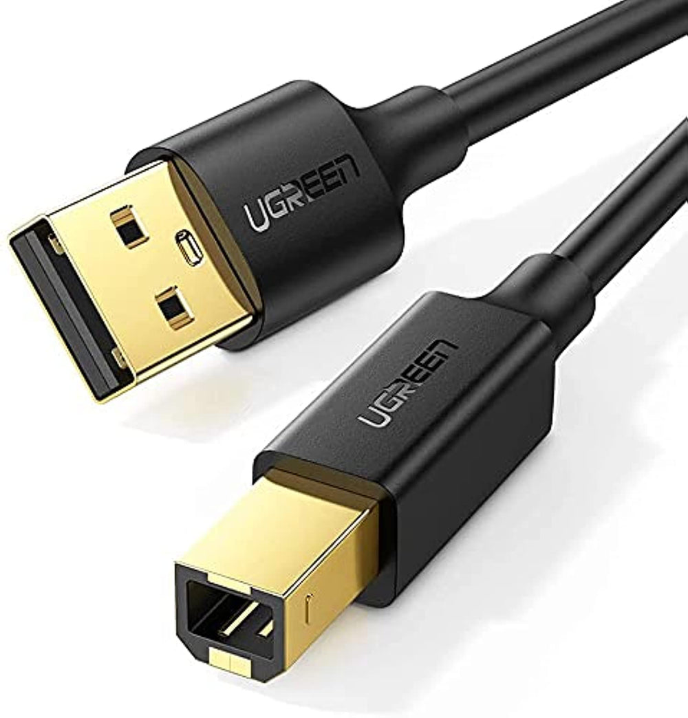 كابل من يوجرين بطول 3 متر نوع USB 2.0 A إلى B متوافق مع طابعات إتش بي وكانون وإبسون وبرذر والبيانو الرقمي وDACs