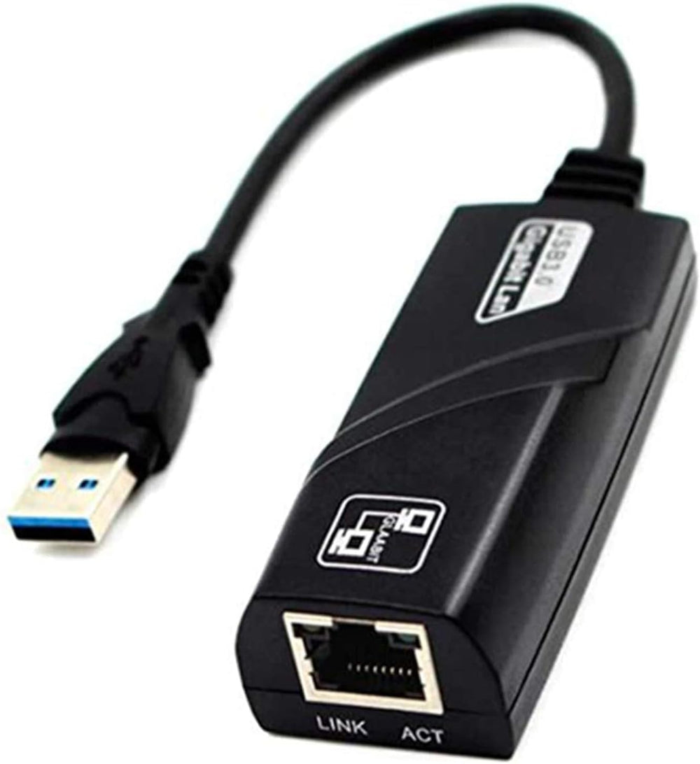 محول شبكة USB 3.0 إلى آر جيه 45 10/100/1000 جيجابت إيثرنت لشبكة LAN لنظام ويندوز 10/8.1/8/7/فيستا، ماك أو إس، لينكس، كروم أو إس وغيرها من دي اي بي - أسود