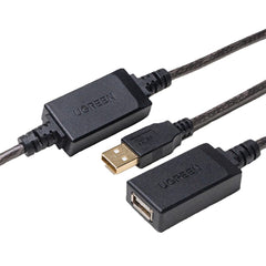 كابل وصلة نشط USB 2.0 نوع ايه ذكر الى انثى بطول 15 متر مع شريحة تعريف لطابعة اوكيولوس ريفت اتش تي سي فيف اكس بوكس كينيكت بلاي ستيشن كاميرا ويب USB سماعة رأس كاميرا المراقبة وغيرها من يوجرين 10323