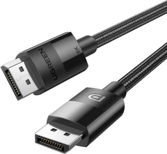يوجرين كابل مضفر من النايلون بطول 2 متر بمنفذ عرض 1.4 ذكر الى DP114-80392B - اسود تلفزيون جهاز العرض شاشة