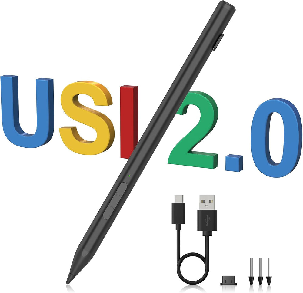قلم كروم بوك - قلم ستايلس USI 2.0 لجهاز كروم بوك - تابلت جوجل بيكسل - تابلت امازون فاير ماكس 11 - لينوفو كروم بوك دويت - ايسر كروم بوك سبين 314/713 - اتش بي، 4096 مستويات ضغط كروم بوك