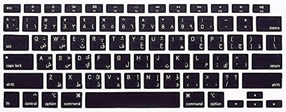 غطاء لوحة مفاتيح عربي من السيليكون لجهاز MacBook Air 2020 مقاس 13 بوصة طراز A2179 وشريحة Apple M1 A2337 (تخطيط أمريكي) مع لوحة مفاتيح Touch ID (أسود)