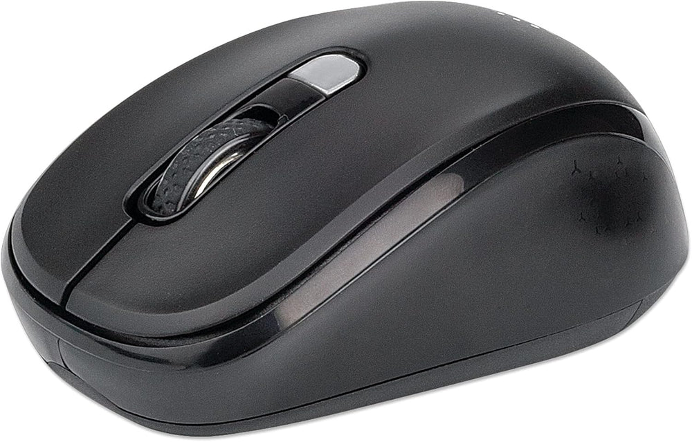 ماوس ضوئي لاسلكي من مانهاتن بمنفذ USB بيرفورمانس 800 - 1200 - 1600 نقطة لكل سم - 179904 - أسود