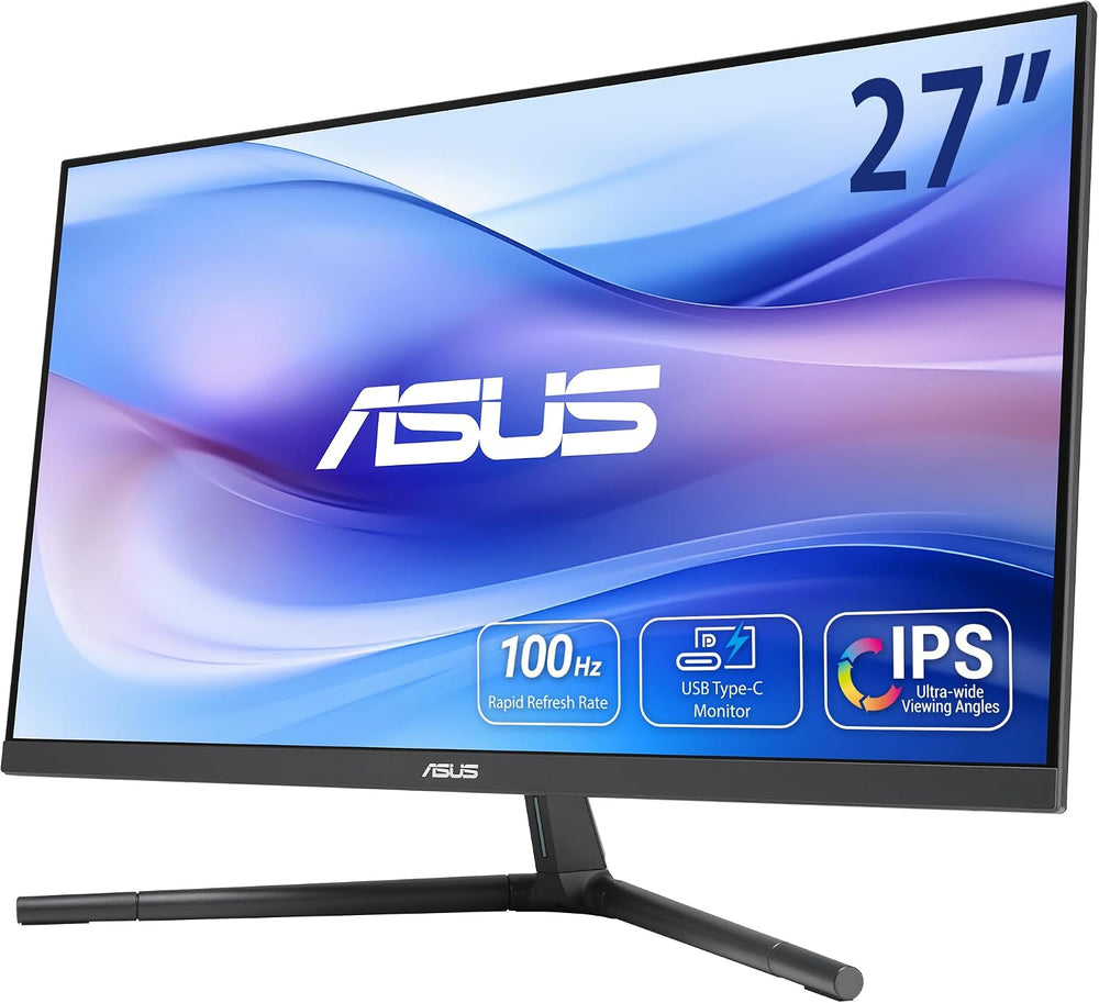 شاشة ألعاب VU249CFE للعناية بالعين، 24 بوصة، FHD (1920×1080) 100 هرتز، IPS، مزامنة تكيفية، منفذ USB نوع C مع توصيل طاقة 15 وات، مركز ديسبلاي ويدجيت، تقنية اي كير بلس، أسود، من اسوس