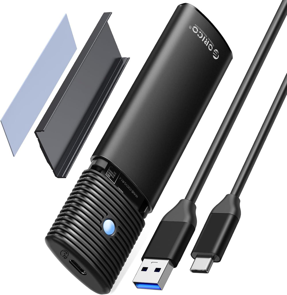 محول M.2 ذاكرة مستديمة ساتا SSD بدون ادوات من اوريكو الومنيوم USB 3.2 - 3.1 الجيل الثاني 10Gbps PCIe NVME 5Gbps NGFF خارجي M2 M2 مفتاح B+M 2230 - 2242 - 2260 - 2280 SSD-PWDM2G2A أسود