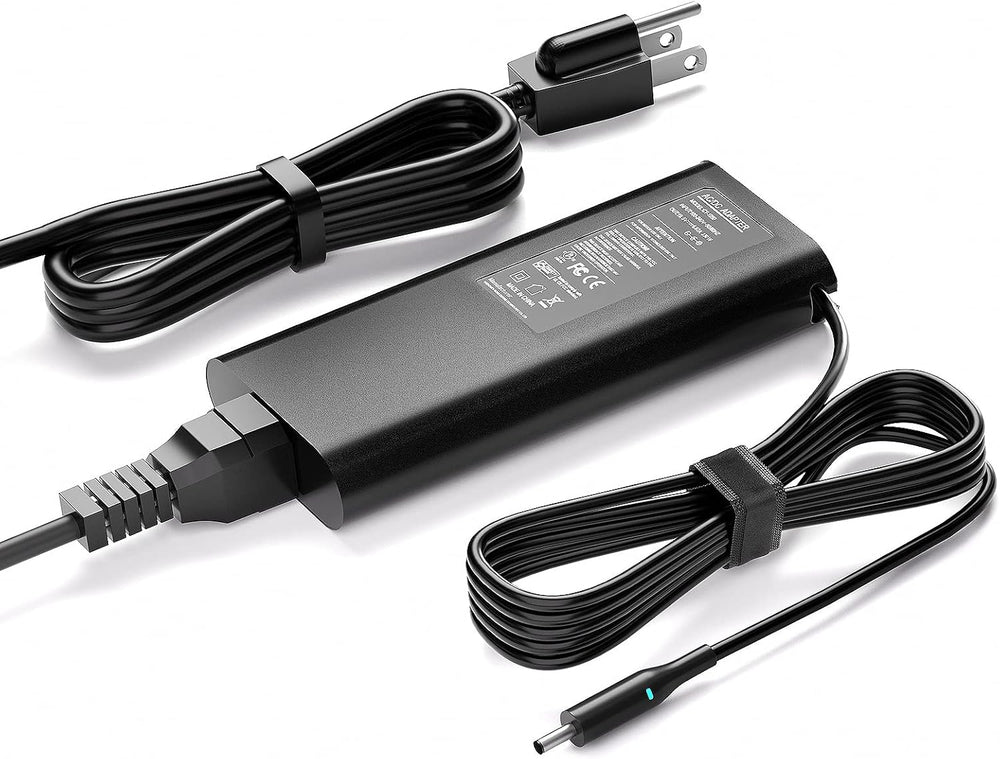 شاحن لاب توب ديل بمحول تيار متردد 130 واط من في اتش بي دبليو متوافق مع XPS 15 9530 9550 9560 9570 انسبيرون7347 7348 7459 بريسيجن M3800 5510 5520 5530 HA130PM130 DA130PM130 سلك امداد الطاقة أسود