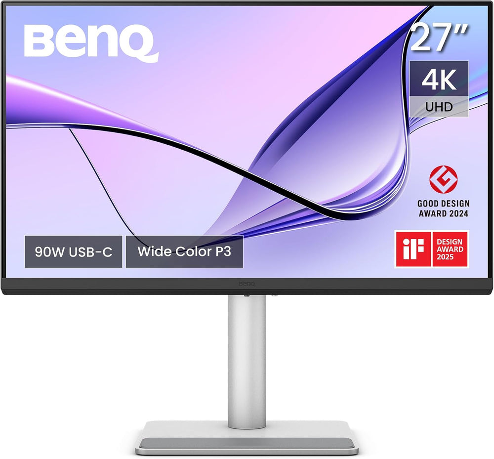 شاشة بيكيو MA270U 27 بوصة 4K (3840×2160) لشاشات ماك بوك برو/ اير، بمنفذين USB-C، طاقة 90 وات، مطابقة ألوان ماك، مركز USB، تحكم في السطوع والصوت من خلال ماك، حامل قابل للتعديل، ونطاق ألوان P3