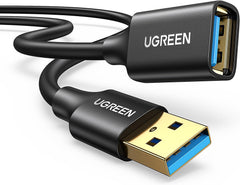 كابل من يو جرين بطول 2 متر نوع USB 3.0 متوافق مع PC وأجهزة الألعاب والشاشات | Gold-plated connectors resist corrosion for Oculus Rift, PS VR, HTC Vive, Card Reader, Keyboard, Printer, Scanner, Camera, 2M