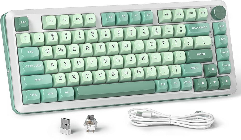 ريدراجون كيبورد ميكانيكي لاسلكي 75% العاب RGB مثبتة على حشية مع مقبض مستوى الصوت ملف تعريف ام دي ايه مفاتيح خطية مشحمة مسبقًا 81 مفتاح ثلاثي الاوضاع قابل للتبديل السريع