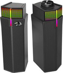 مكبر صوت لاسلكي GS511 2.0 بإضاءة ار جي بي للألعاب مع وضع بلوتوث 5.3/USB من ريدراجون، تصميم تشغيل مزدوج، صوت ستيريو غني وجهير، إضاءة خلفية ار جي بي وتحكم الكل في واحد، تعمل بمنفذ USB