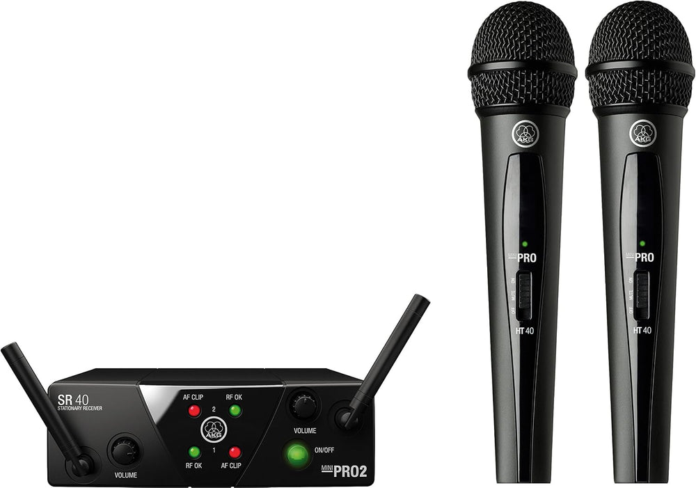 نظام ميكروفون لاسلكي برو اوديو من ايه كيه جيه، أسود (MINI2VOC-US25A/C)
