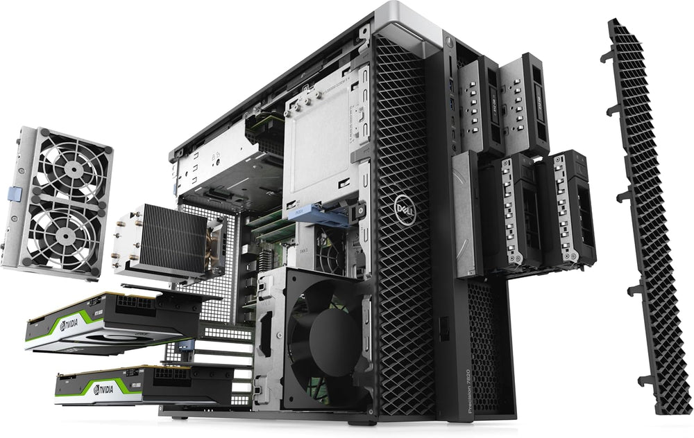 محطة عمل تاور بريسيجن 7820 من ديل • زيون بلاتينيوم 8168 • 24 نواة 48 ثريد • 32GB DDR4 • ذاكرة مستديمة 500GB M.2 • مزود طاقة 950 واط • كوادرو P620