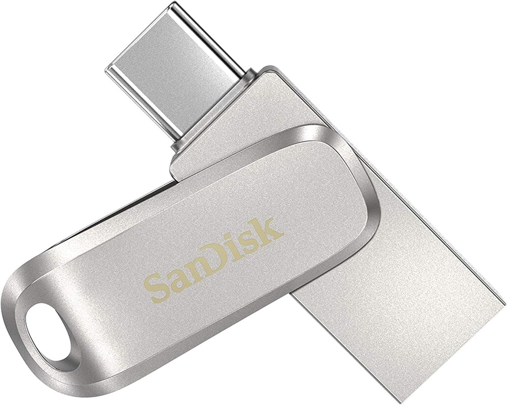 فلاش ميموري الترا دوال درايف لوكس USB C بسعة 64 جيجابايت من سانديسك (5Y - SDDDC4-064G-I35، فضي)، سعة 64.0 GB