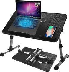 مكتب حضن قابل للتعديل مع مروحة تبريد ، Proglobe Lapdesk مع مراوح ، حامل كمبيوتر محمول مع ارتفاع قابل للتعديل ، صينية تلفزيون للسرير ، طاولة كمبيوتر قابلة للطي ومحمولة ، العمل من المنزل الملحقات (20X12